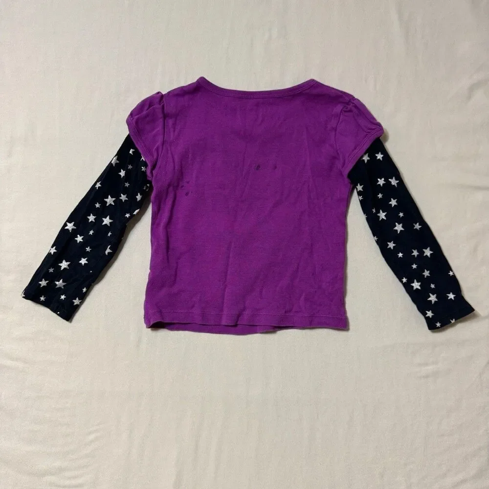 Halloween Witch Shirt Girls 4T Top Star Purple Black Glitter Long Sleeve Cute